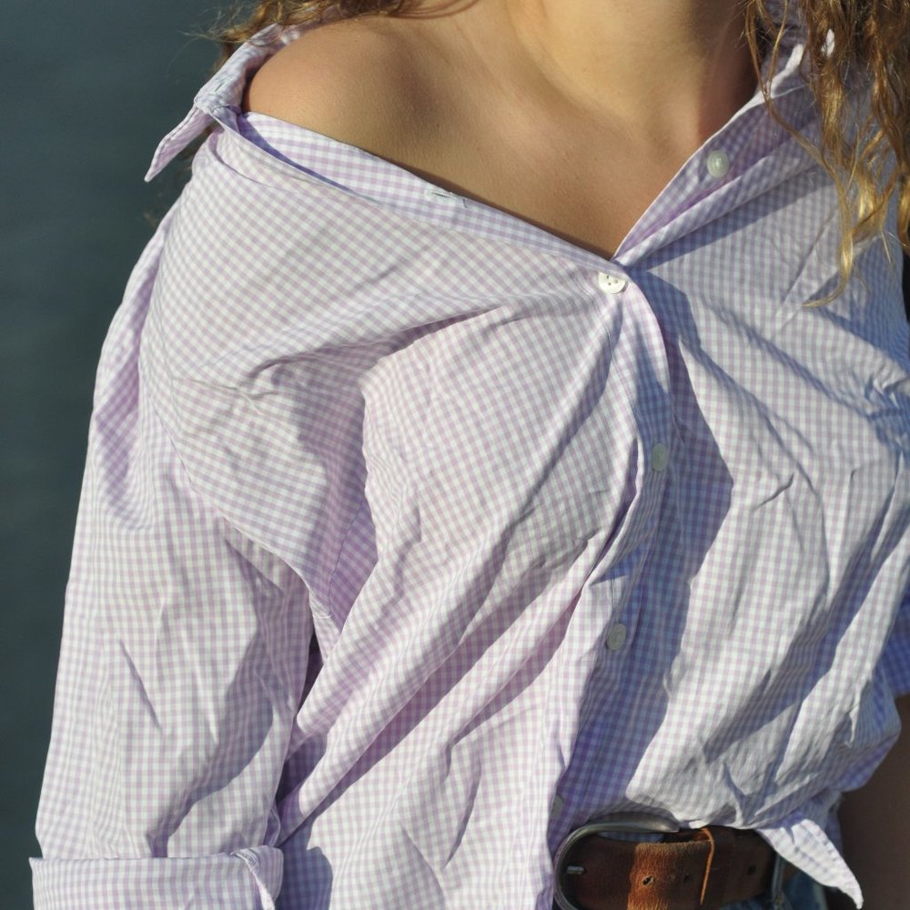 Light Purple Gingham Button Down - image 1